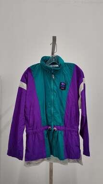 Vintage 90s Asics Color-Block Nylon Windbreaker - Teal & Purple (Size M)